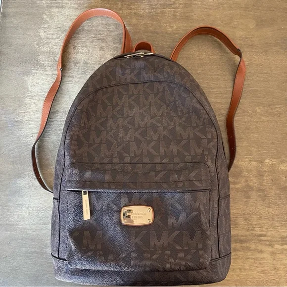 Michael Kors Dark Brown Monogram large Backpack - Picture 3 of 16